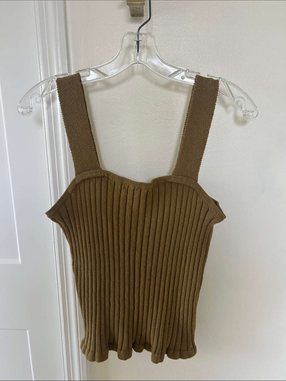 Madewell Ribbed Knit Tank Top in Olive
